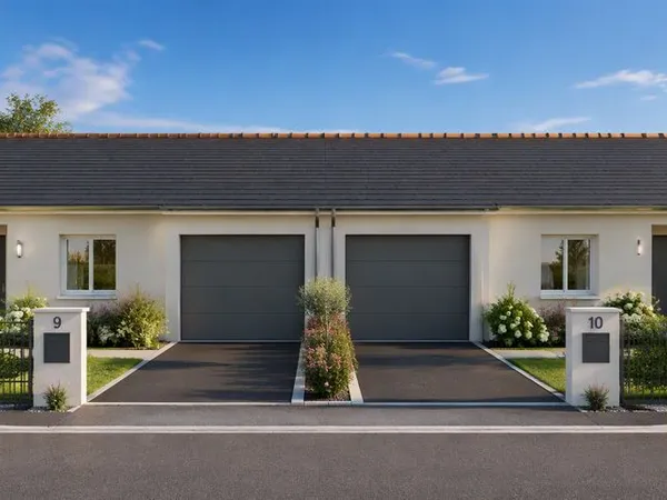 Maison neuve de plain-pied avec garage