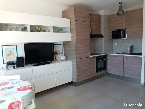 Studio meuble avec terrasse - place de parking - piscine et gardien