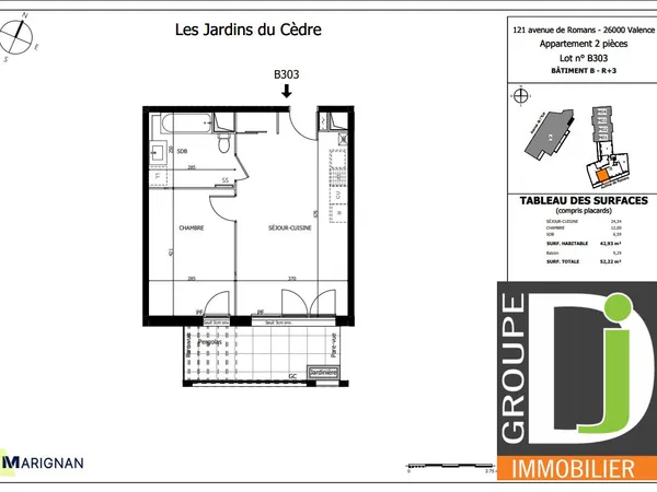 Appartement 2 pièces 43 m²