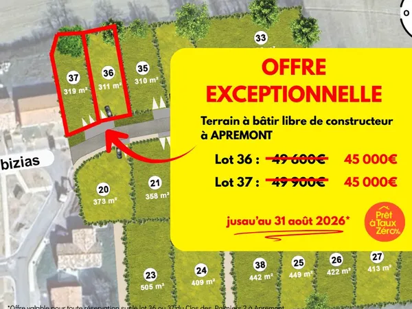 Offre Exceptionnelle - Terrain viabilisé idéalement situé à Apremont