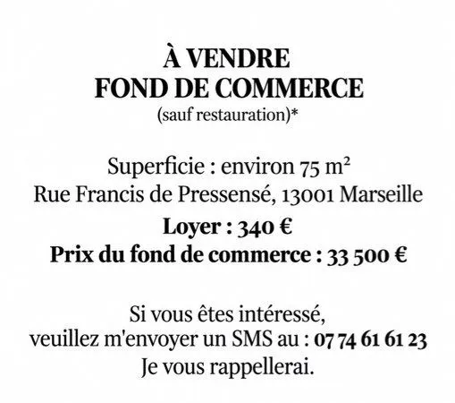 Vente fond de commerce