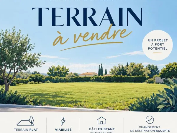 Terrain plat viabilisé de 1500 m2 environ