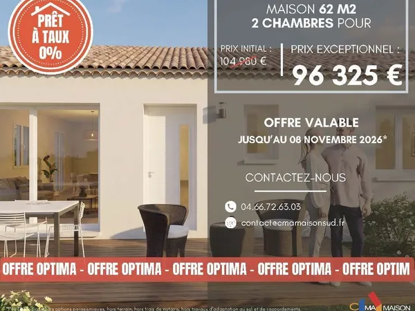 Projet de construction d'une maison 62 m² avec terrain à MONTAGNAC (30)
