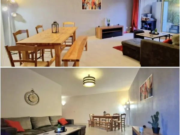 À louer - grand 2 pièces 61m² meublé - Terrasse - rez-de-jardin surélevé - Parking privatif