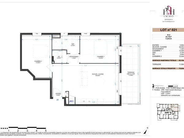 Grasse – Appartement 3 pièces au deuxième étage avec terrasse