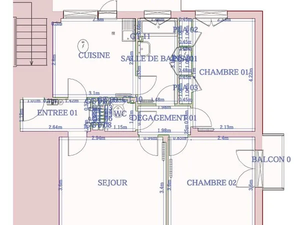 Appartement 3 pièces 62 m²