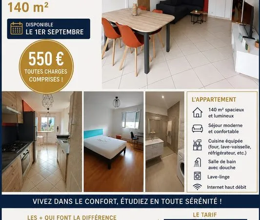 Colocation meublée hyper centre proche université et lycée