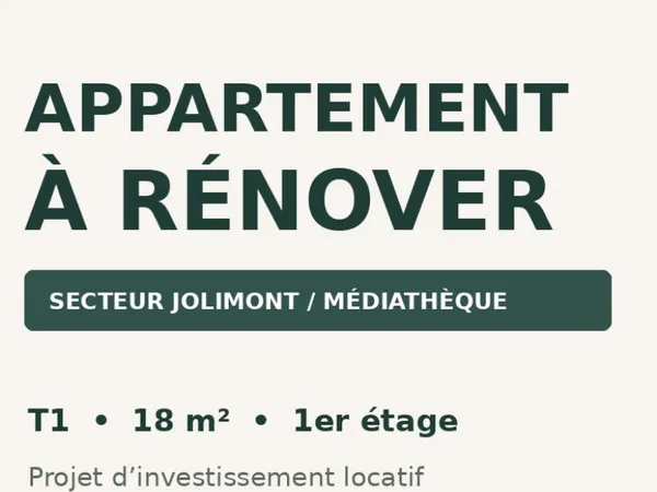 Toulouse Tournié - T1 de 18 m² à rénover, à 2 min de la Médiathèque