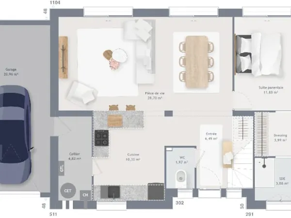 Maison neuve 8 pièces 140 m²
