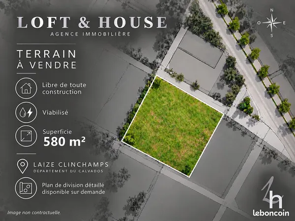Terrain 580 m² LAIZE CLINCHAMPS