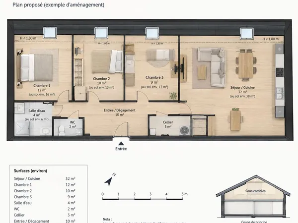 Appartement 4 pièces refait a neuf