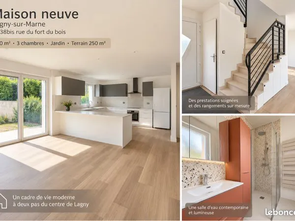 Maison neuve 110 m² - 3 chambres - Jardin - DPE A - Lagny-sur-Marne