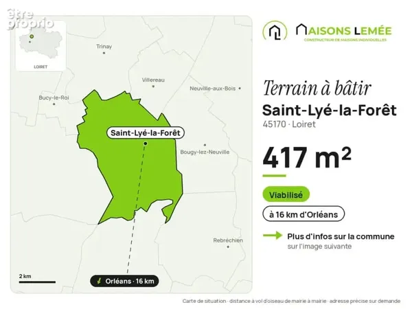 Terrain à bâtir 417 m² viabilisé à Saint-Lyé-la-Forêt
