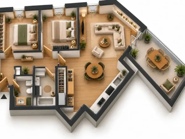 Appartement 3 pièces 69 m²