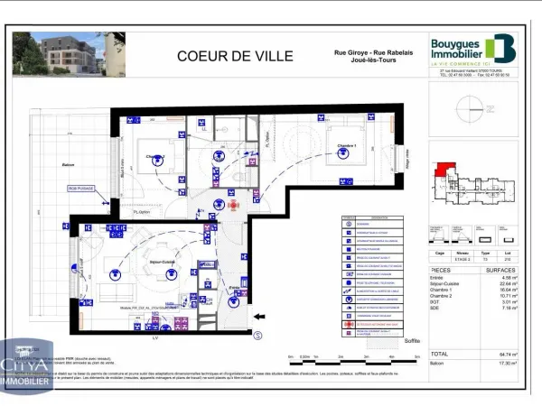 Appartement 3 pièces 65 m²