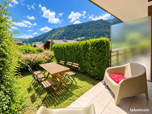 La Clusaz 2P jardin privatif + garage+cave, vue Aravis