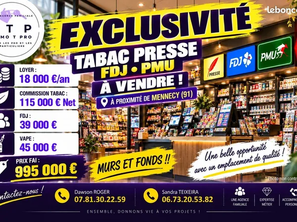 Fdj, pmu, presse, tabac 70 m² Mennecy