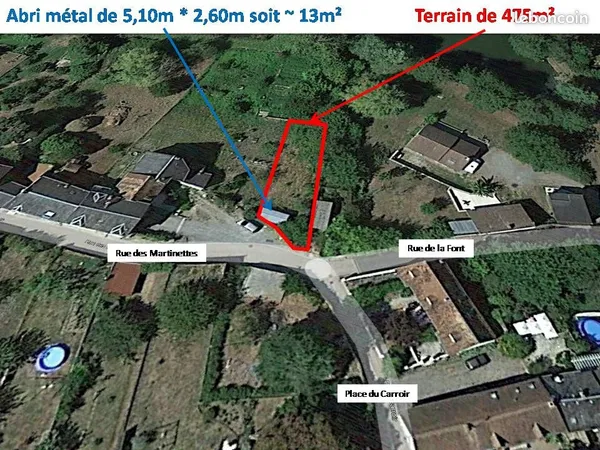 Terrain constructible à Le Pêchereau de 475m² au calme,sans vis-à-vis et vue dégagé