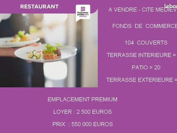 Fonds de commerce restaurant 145 m²
