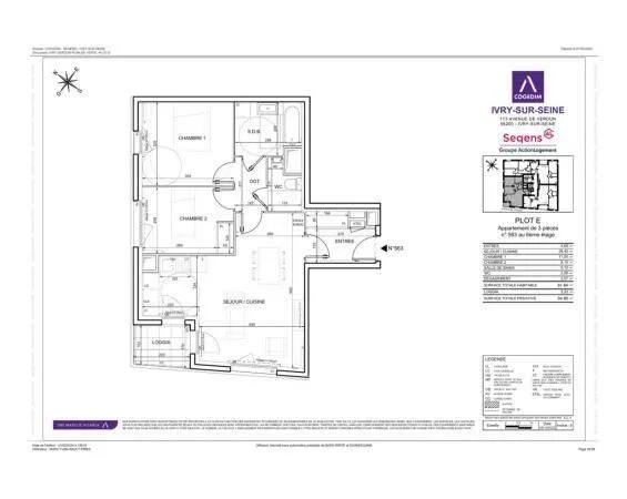 Appartement 3 pièces 61 m²