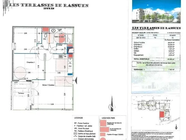 Appartement 3 pièces 61 m²