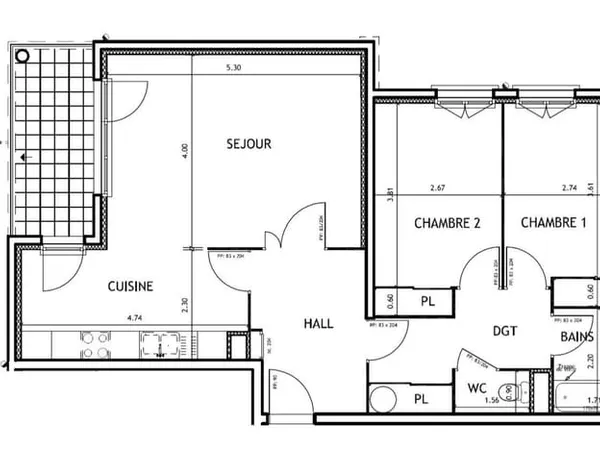 Appartement 3 pièces 74 m²