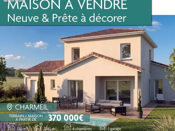 Maison contemporaine de 120 m² avec terrain de 1 285 m² - Charmeil