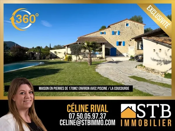 Maison en pierres de 170m2 sur terrain de 1178m2 avec piscine