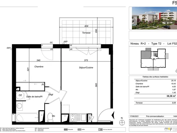 Appartement 2 pièces 38 m²