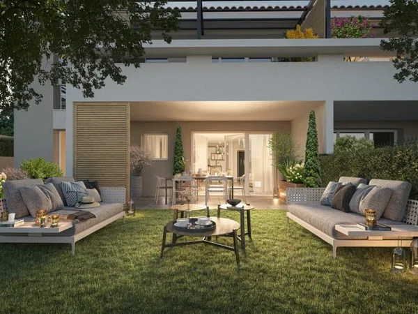 PROCHE COLOMBIERE DANS RESIDENCE INSTIMISTE - GRAND T3 AVEC TERRASSE & JARDIN DE 100 M²