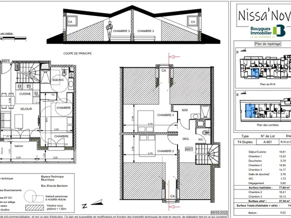A vendre à Nice, T4 avec parking-  Quartier Riquier