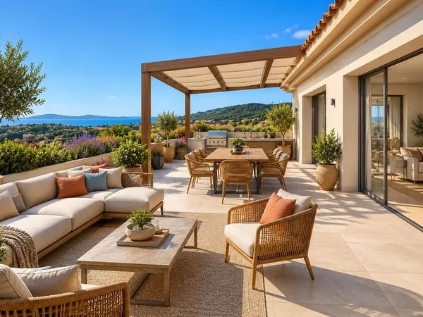 SAINTE-MAXIME - VUE MER - MAGNIFIQUE 4 PIECES AVEC TERRASSE EXCEPTIONNELLE DE 148M2