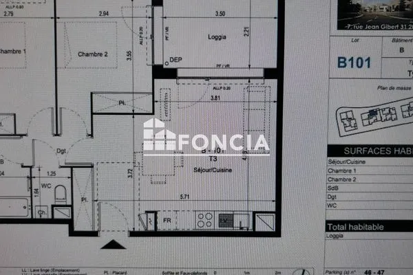 Appartement 3 pièces 58 m²