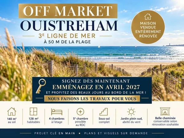 OU​ISTREHAM - MAISON À VENDRE RÉNOVÉE - 50 M PLAGE - 4 CHAMBRES - JARDIN SUD