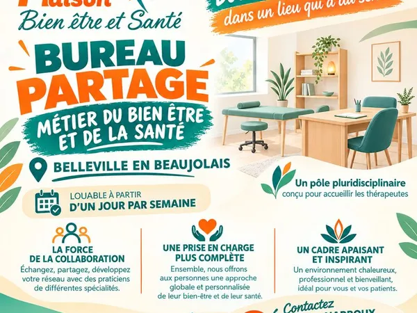 Bureau partagé pour activités du bien être et de la santé