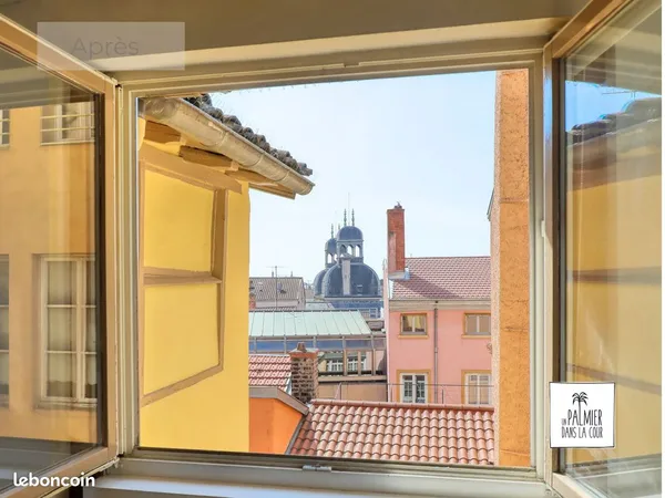 à vendre à lyon 1er, appartement à rénover au dernier étage avec jusqu'à 4 mètres de hauteur et vue 