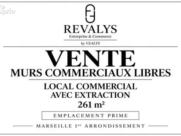 Marseille (13001) - emplacement prime vente murs commerciaux avec extraction 261m2