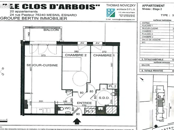 Appartement 3 pièces 63 m²
