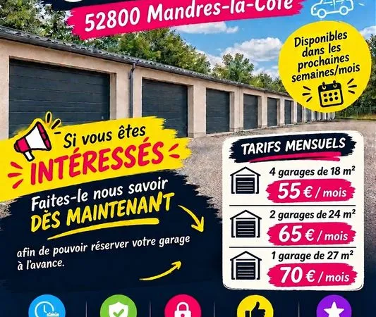 Garages 18, 24 ou 27 m2 Mandres la Côte
