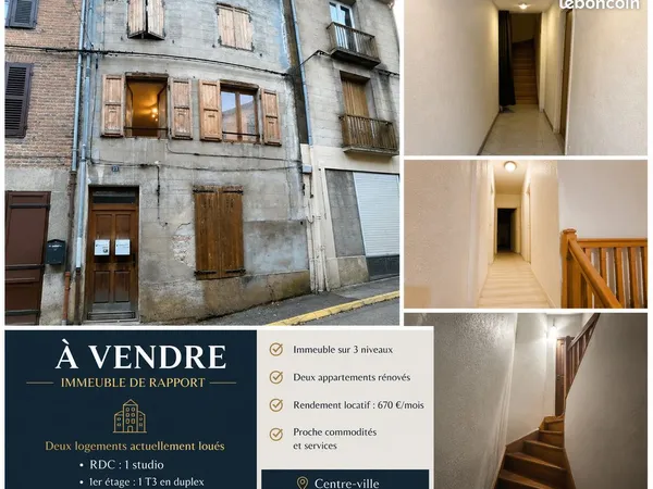 Immeuble avec deux logements loués