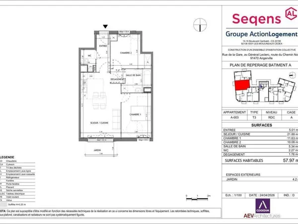 Appartement 3 pièces 57 m²