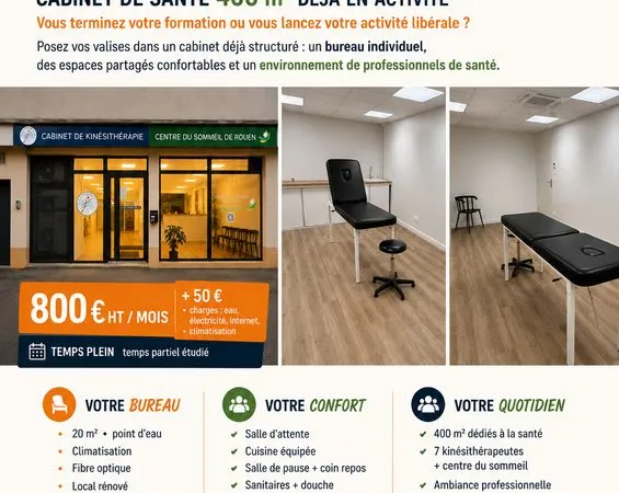 Bureau de 20 m² à louer au sein d'un cabinet pluridisciplinaire santé de 400 m² à Rouen
