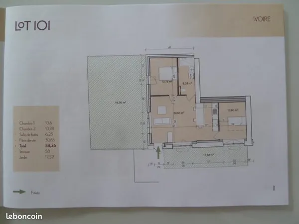 Appartement 3 pièces 56 m²