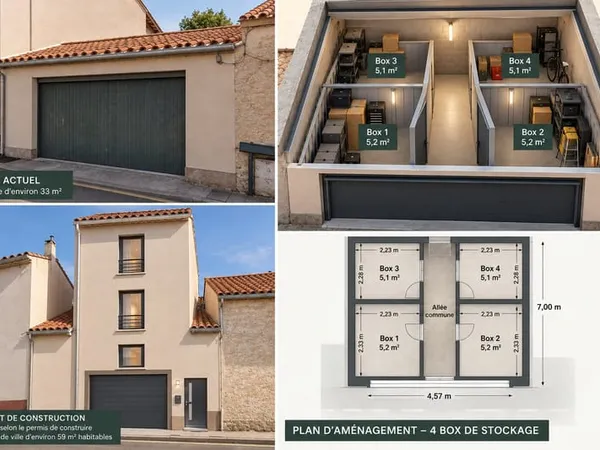RARE GARAGE 33 M2 AVEC PERMIS DE CONSTRUIRE ACCORDÉ SAIN