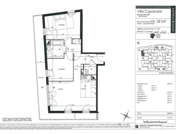 Appartement 3 pièces 66 m²