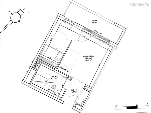 Studio 1 pièce 32 m²