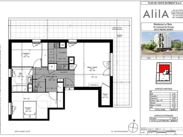 Appartement 3 pièces 65 m²