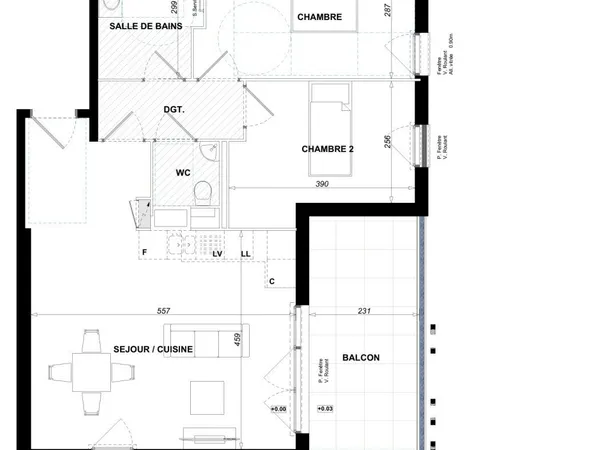 Appartement 3 pièces 66 m²