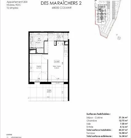 Appartement 2 pièces 46 m²
