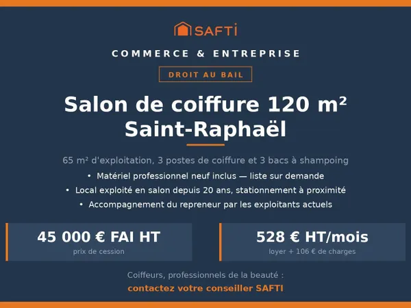 Salon de coiffure 120 m²  Saint-Raphaël